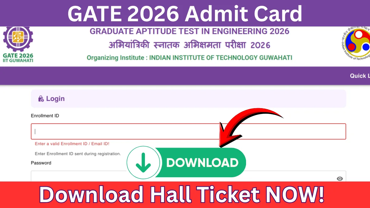 GATE 2026 Admit Card RELEASED! Download Hall Ticket NOW @ gate2026.iitg.ac.in [Direct Login Link]